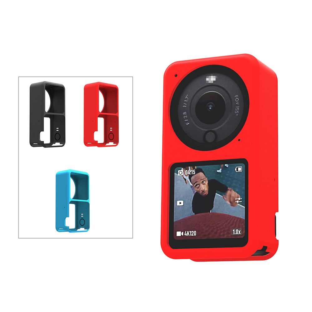 EWB9057 Silicone Camera Sleeve Cam Body Cap Cover Camera Accessories for DJI Action 2 - Red