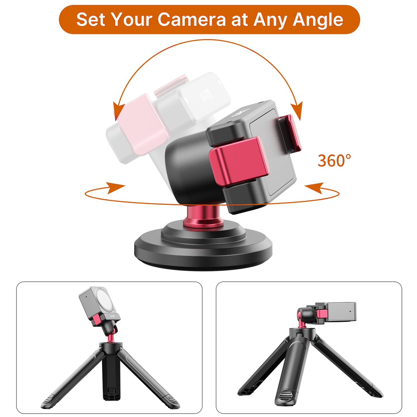 Uniqkart U-170 For DJI Action 2 Magnetic Quick Release Small Head Lightweight Camera Mount Adapter for Shooting