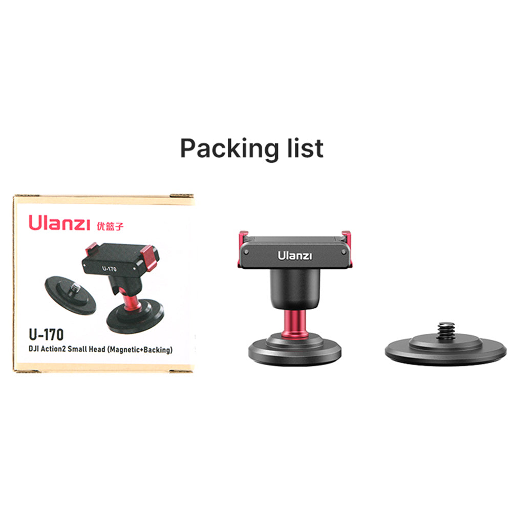 Uniqkart U-170 For DJI Action 2 Magnetic Quick Release Small Head Lightweight Camera Mount Adapter for Shooting