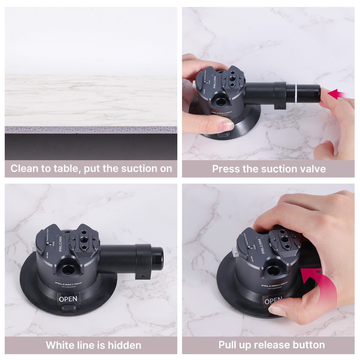 ULANZI FALCAM F22 3 inch Quick Release Suction Cup Mount Compatible with Action Camera Boats Vehicle Windshield & Window Camera Holder