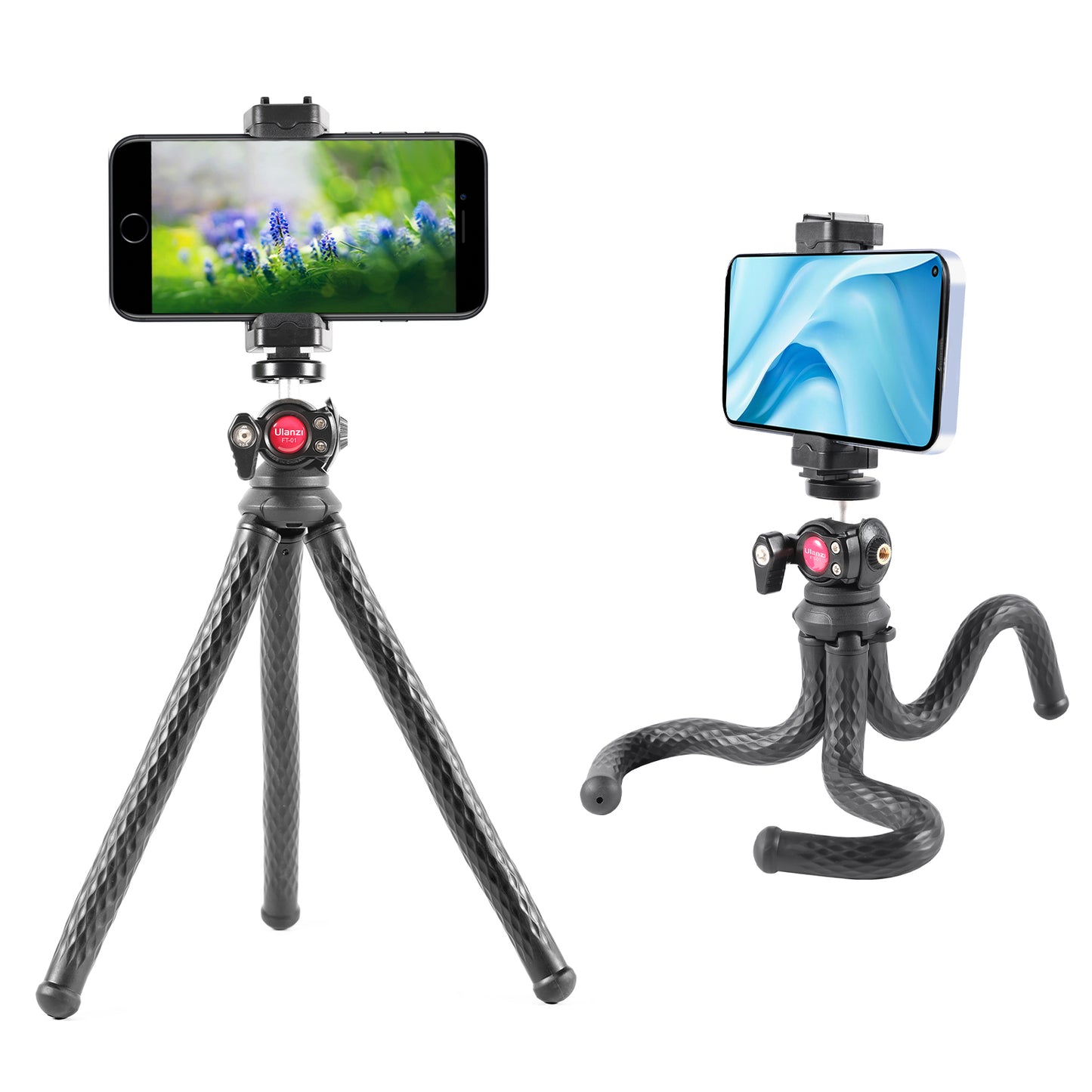 Uniqkart U-Select FT-01 Mobile Phone Clip + Octopus Tripod with 360 Degree Ball Head for Cellphone SLR Action Cameras
