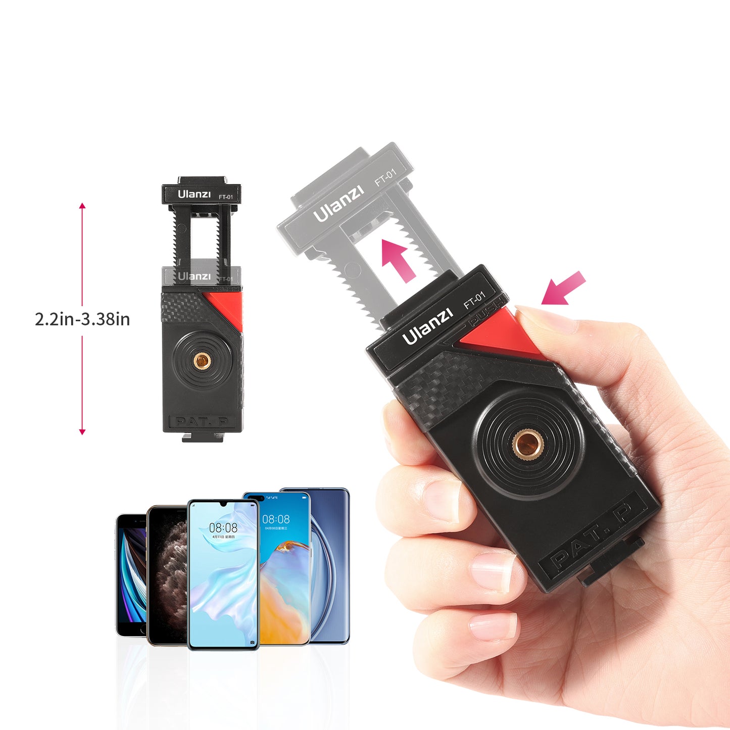 Uniqkart U-Select FT-01 Mobile Phone Clip + Octopus Tripod with 360 Degree Ball Head for Cellphone SLR Action Cameras