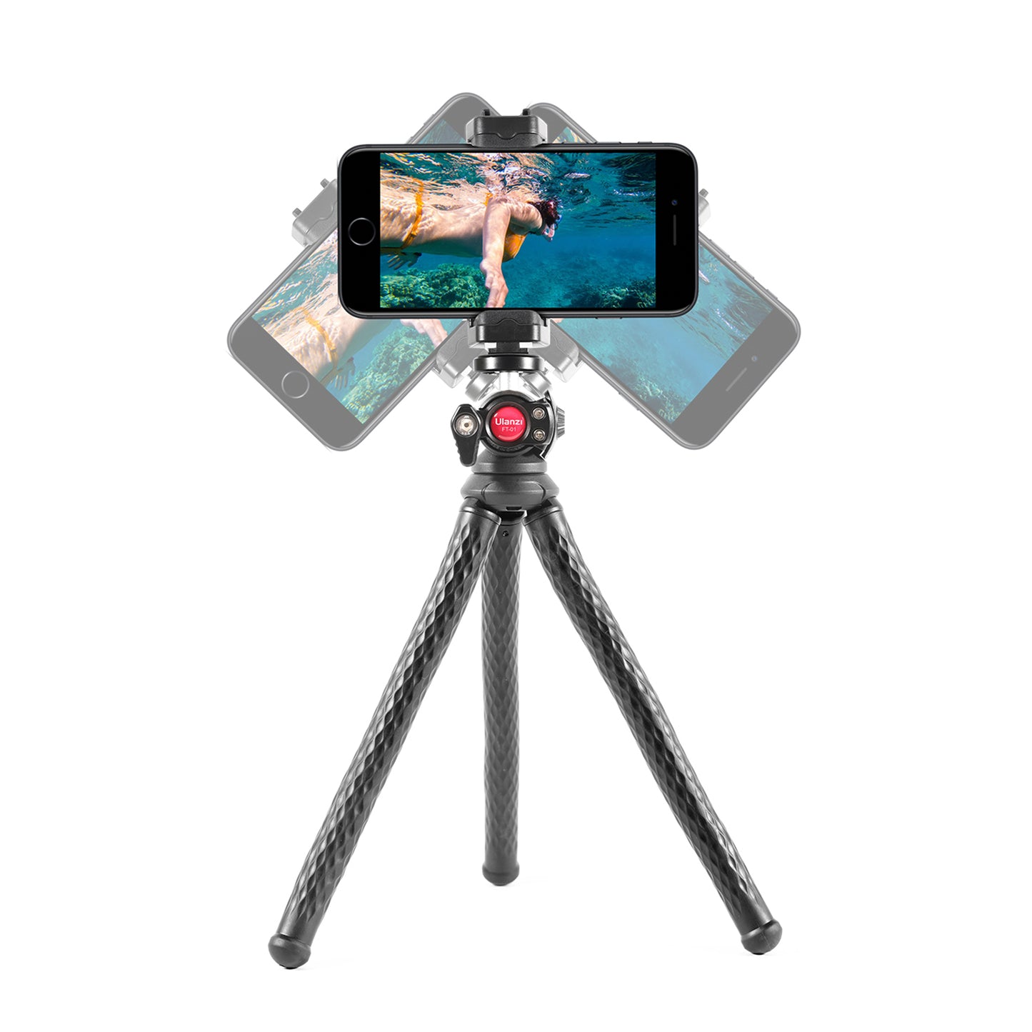 Uniqkart U-Select FT-01 Mobile Phone Clip + Octopus Tripod with 360 Degree Ball Head for Cellphone SLR Action Cameras