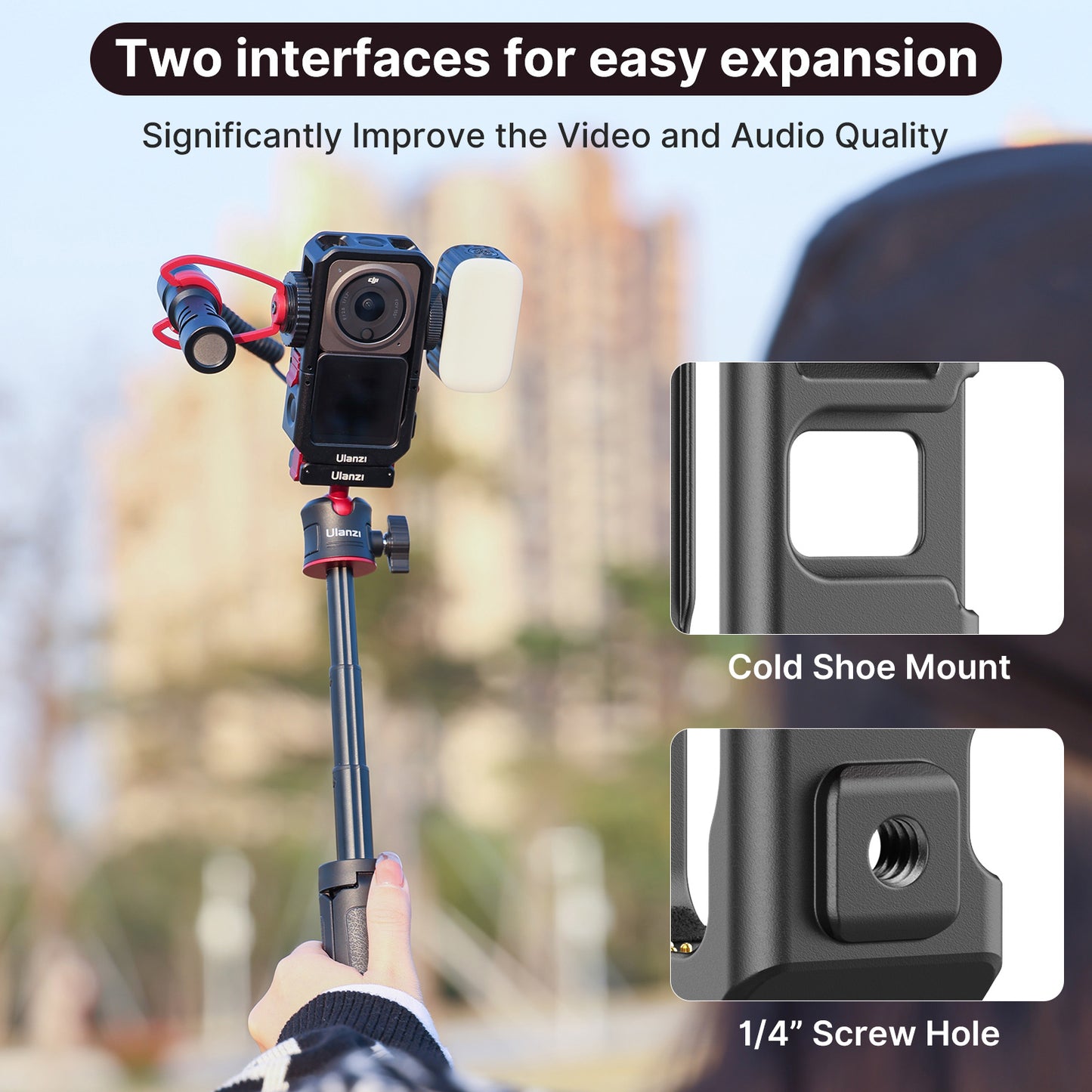ULANZI C-Action 2 Metal Frame Cage for DJI Action 2 Camera Mount Adapter Accessories for Shooting Recording