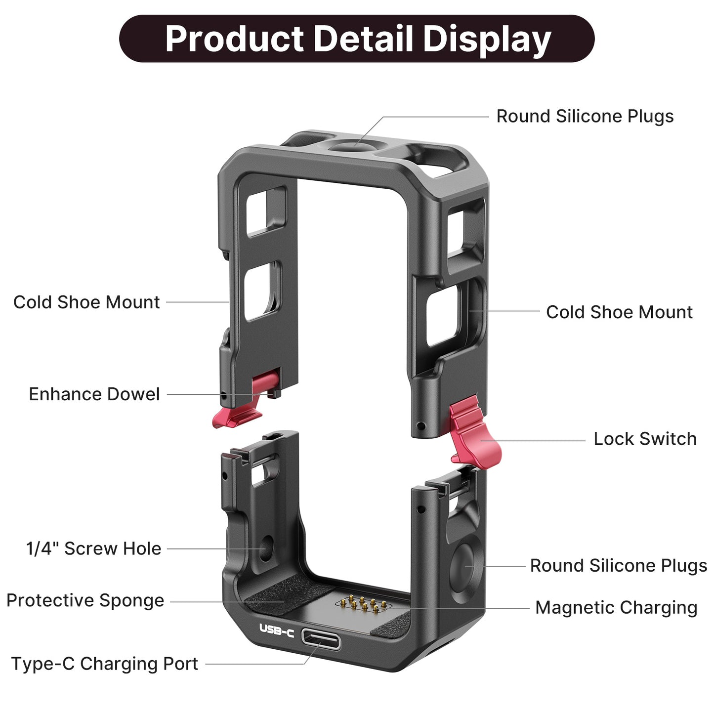 ULANZI C-Action 2 Metal Frame Cage for DJI Action 2 Camera Mount Adapter Accessories for Shooting Recording