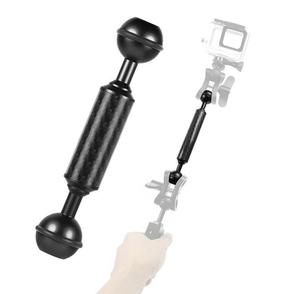 KF33 5inch Double Head Carbon Fiber Diving Ball Floating Arm for Sports SLR Camera - Black