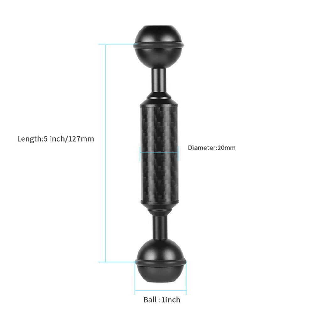 KF33 5inch Double Head Carbon Fiber Diving Ball Floating Arm for Sports SLR Camera - Black