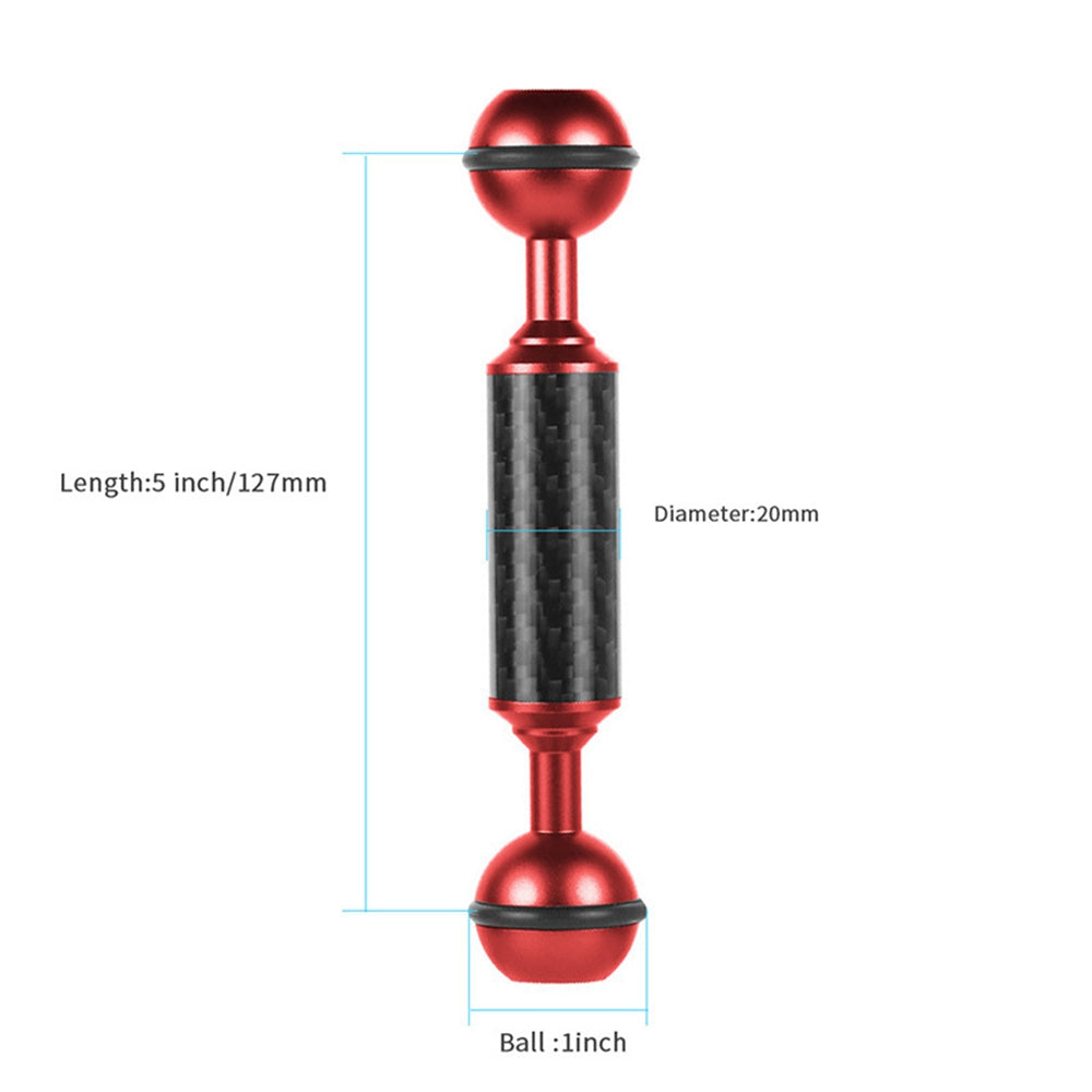 KF33 5inch Double Head Carbon Fiber Diving Ball Floating Arm for Sports SLR Camera - Red