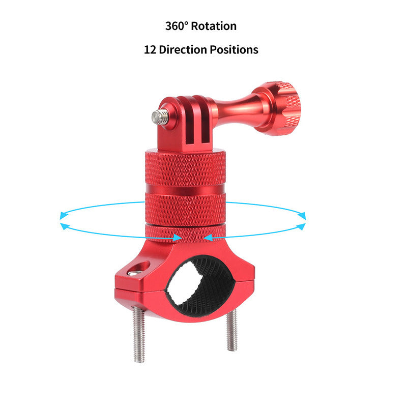 F23457-9 for GoPro 10/9 Action Camera Bike Camera Holder 360 Degrees Swivel Motorcycle Bicycle Handlebar Stand Metal Mount Clamp - Black