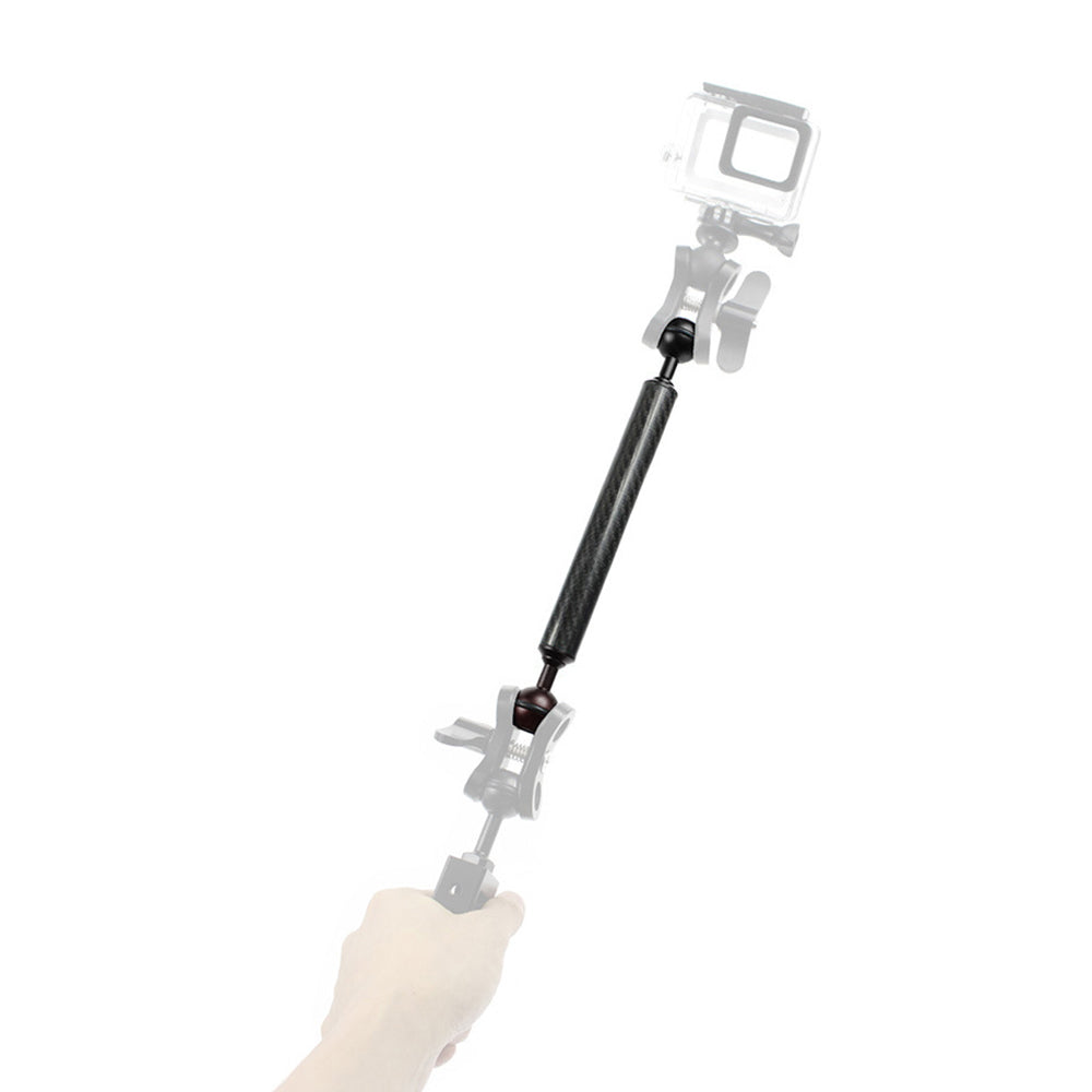 KF33 10-inch 20mm Ultralight Carbon Fiber Buoyancy Arm Dual Ball Underwater Photography Accessory for Camera Diving Tray Video Light - Black