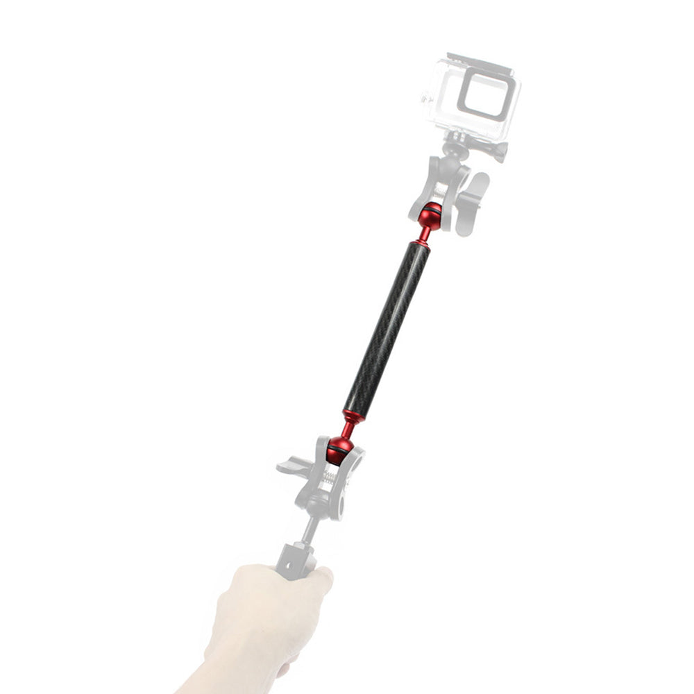 KF33 10-inch 20mm Ultralight Carbon Fiber Buoyancy Arm Dual Ball Underwater Photography Accessory for Camera Diving Tray Video Light - Red