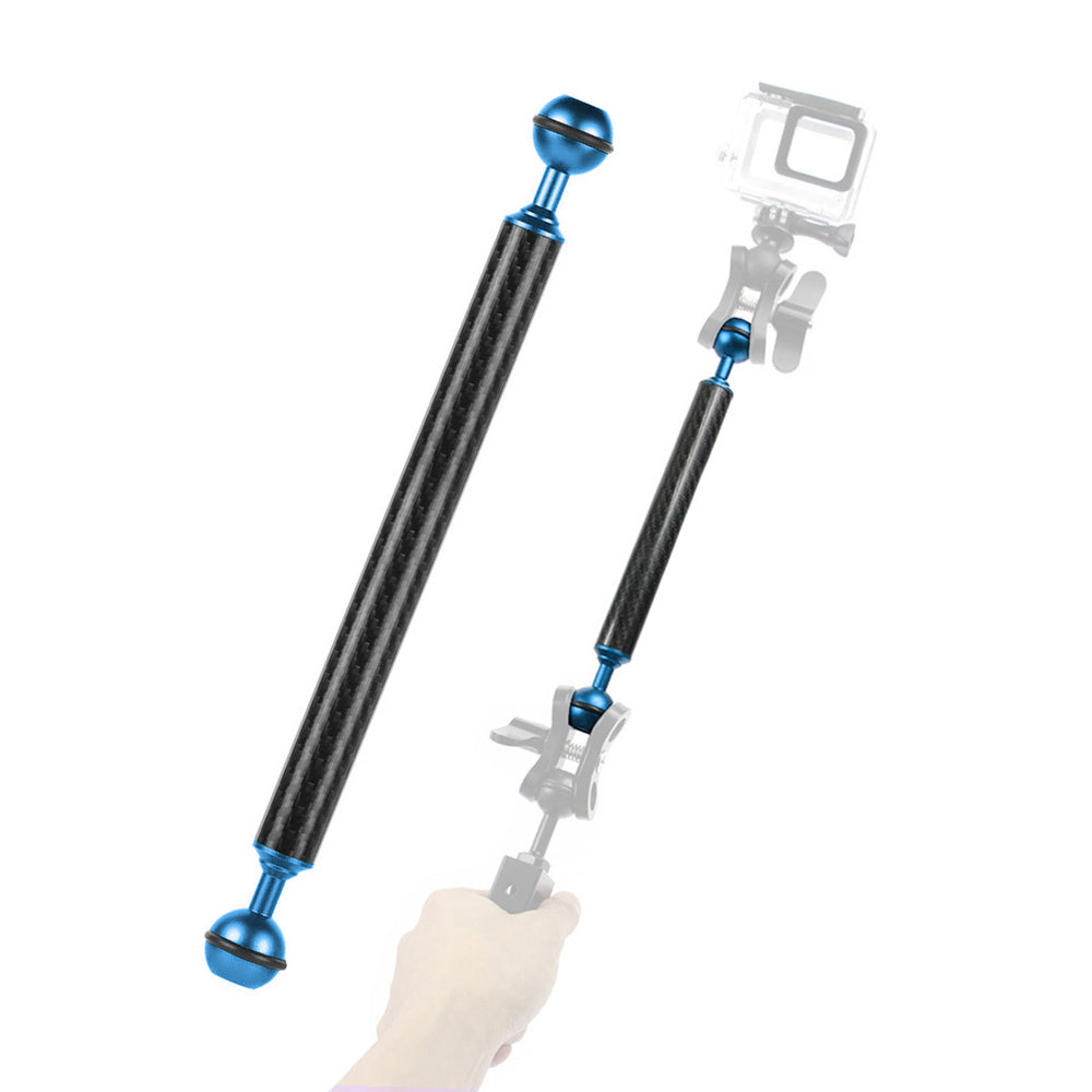 KF33 10-inch 20mm Ultralight Carbon Fiber Buoyancy Arm Dual Ball Underwater Photography Accessory for Camera Diving Tray Video Light - Blue
