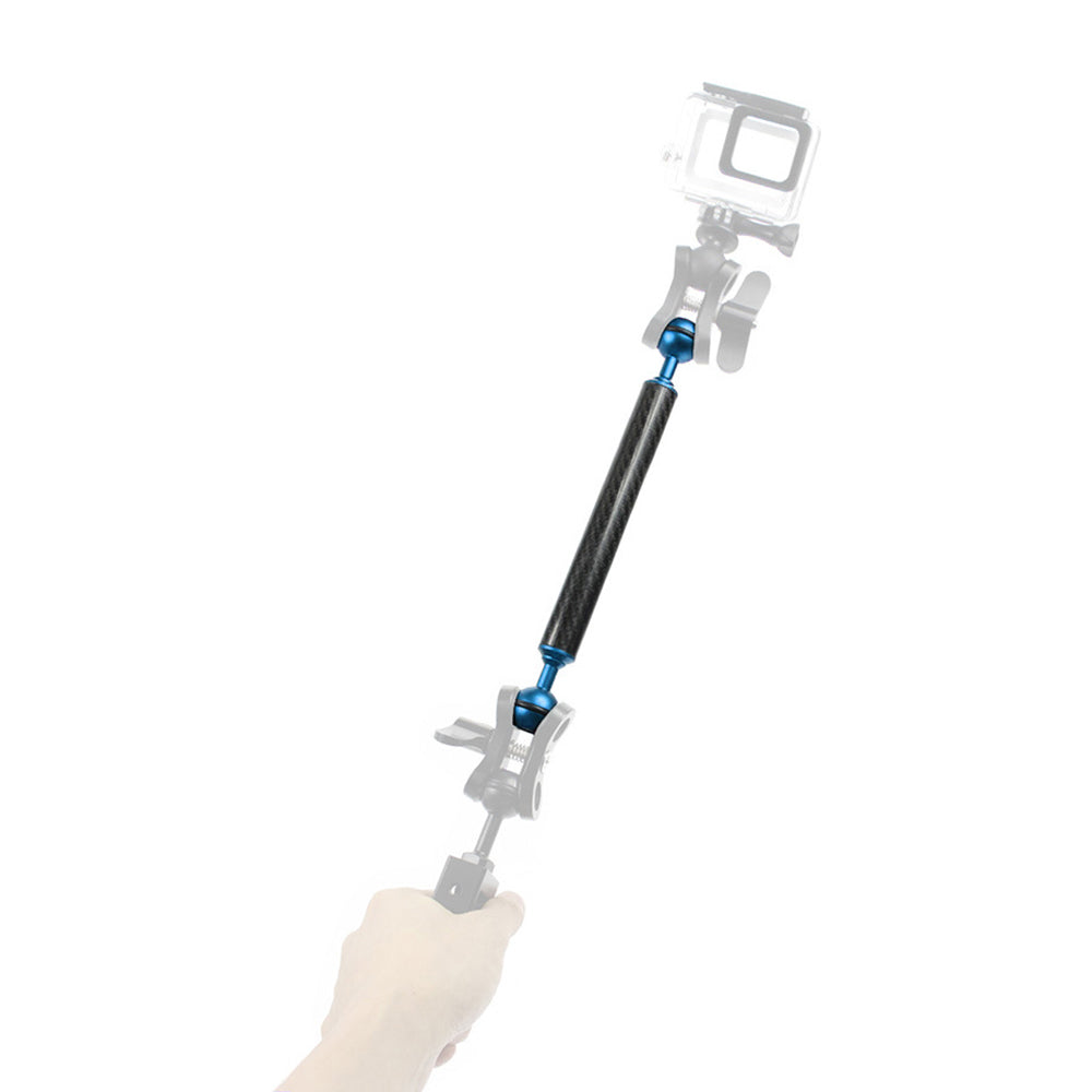 KF33 10-inch 20mm Ultralight Carbon Fiber Buoyancy Arm Dual Ball Underwater Photography Accessory for Camera Diving Tray Video Light - Blue