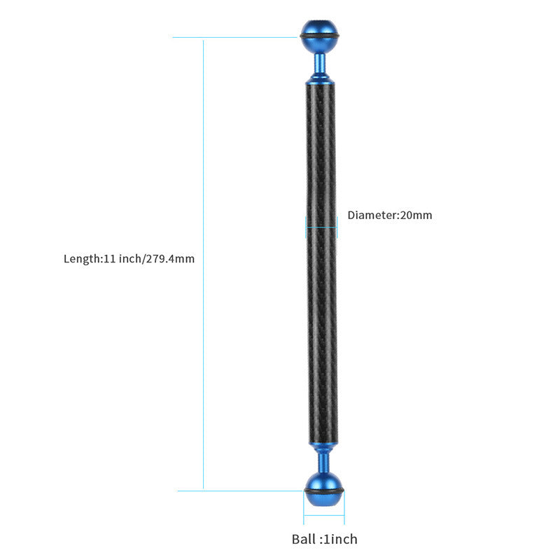 KF33 11-inch 20mm Ultralight Carbon Fiber Underwater Buoyancy Arm for Camera Diving Tray Video Light - Blue