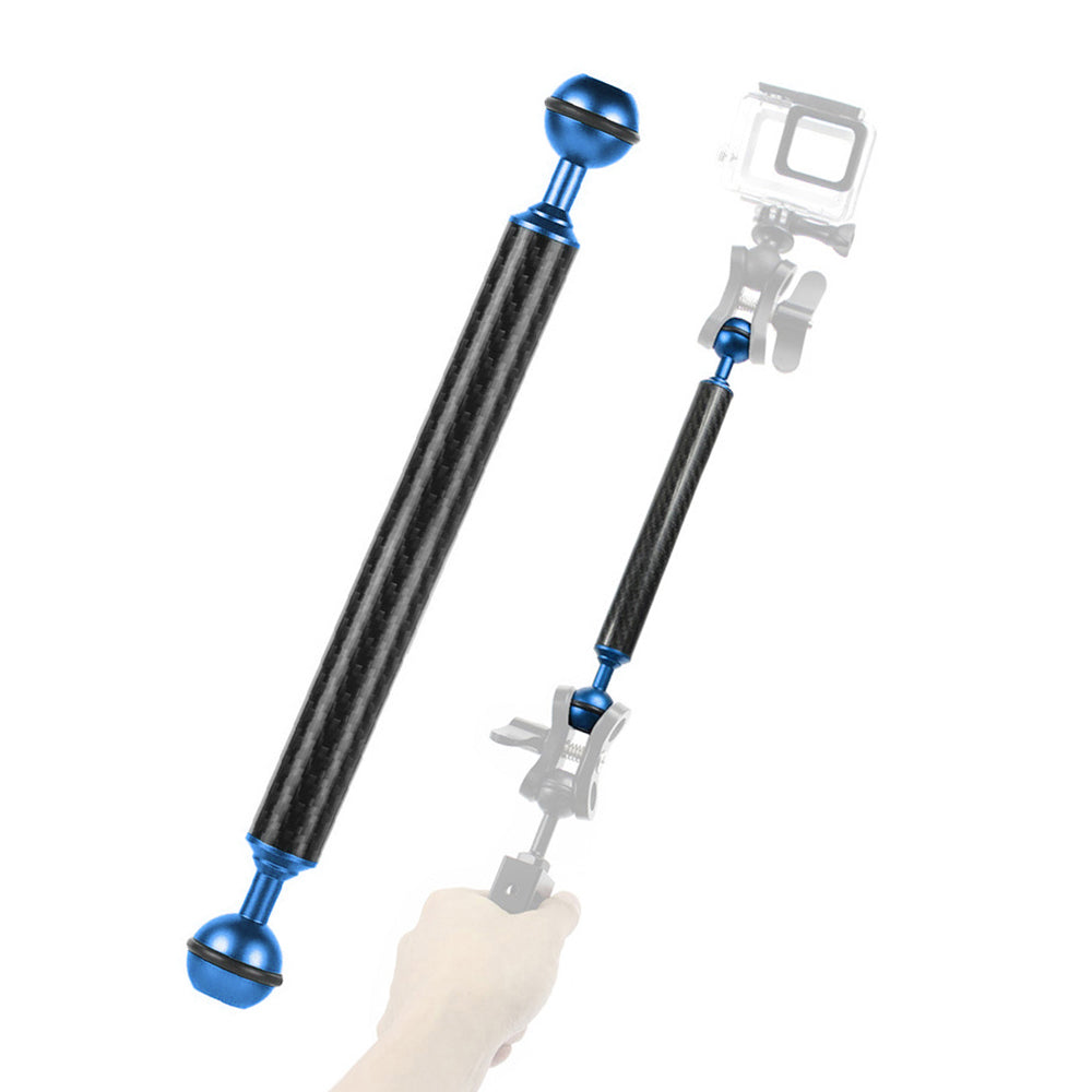 KF33 9-inch 20mm Ultralight Carbon Fiber Dual Ball Head Buoyancy Extension Arm Underwater Photography Accessory for Camera Diving Tray Housing Video Light - Blue