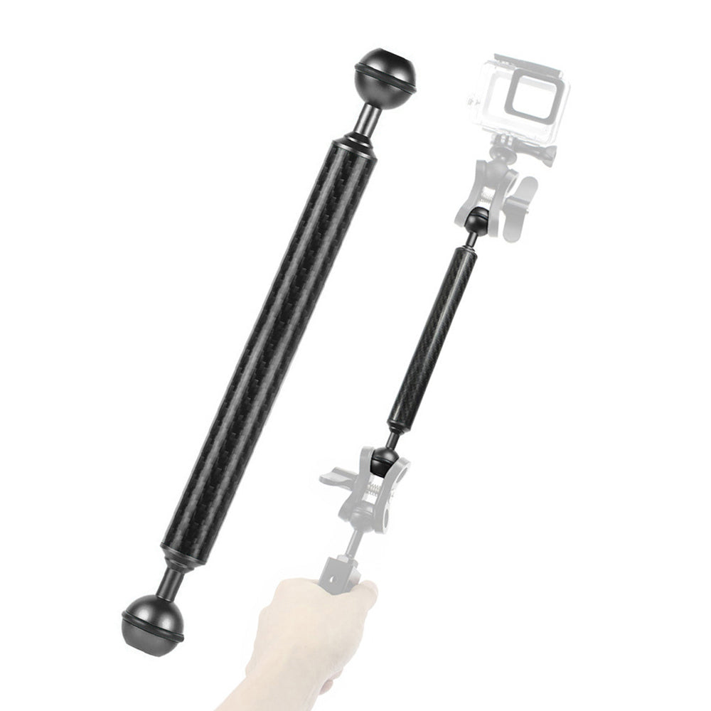 KF33 9-inch 20mm Ultralight Carbon Fiber Dual Ball Head Buoyancy Extension Arm Underwater Photography Accessory for Camera Diving Tray Housing Video Light - Black