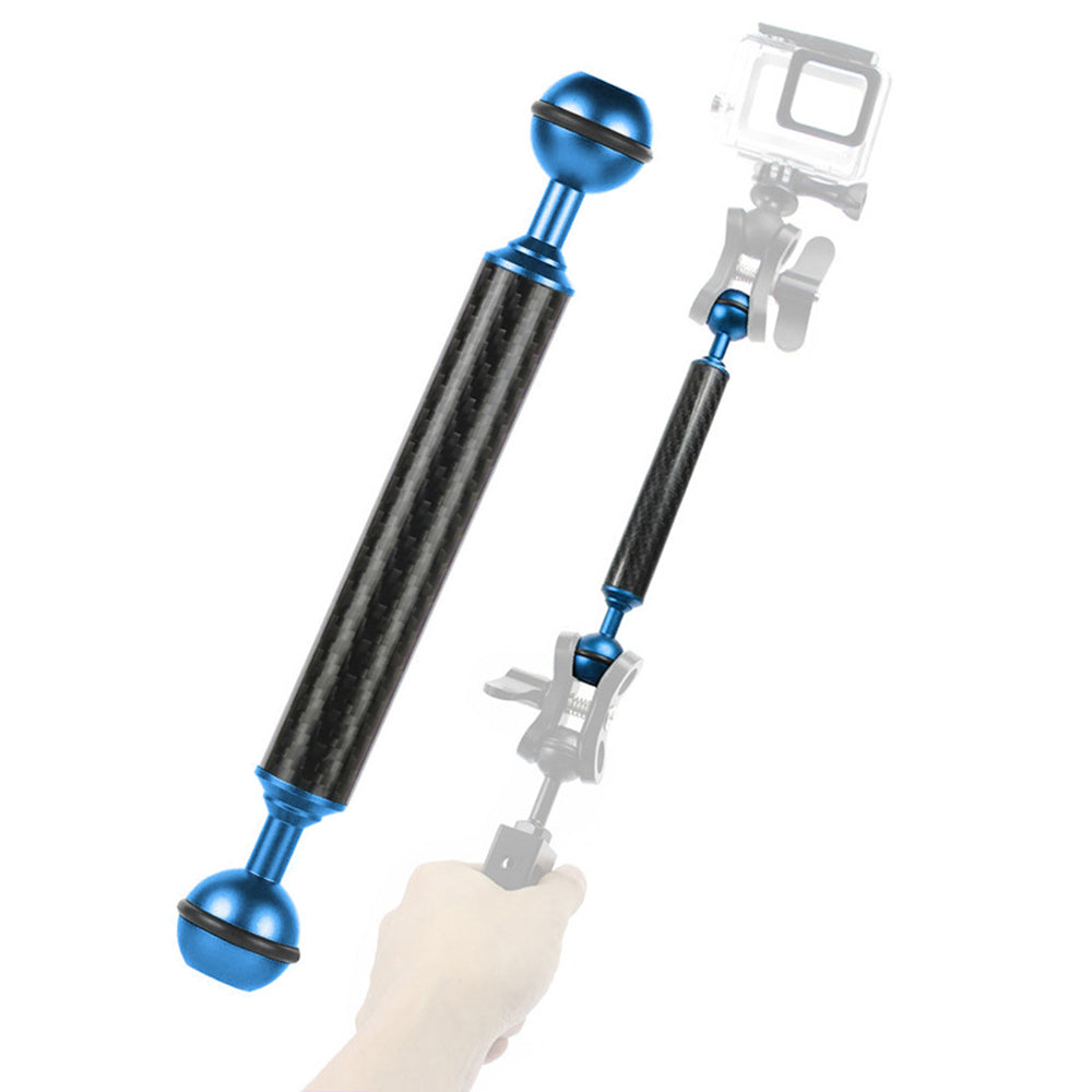 KF33 7-inch 20mm Ultralight Carbon Fiber Dual Ball Head Buoyancy Arm Camera Underwater Photography Accessory Video Light Extension Arm - Blue