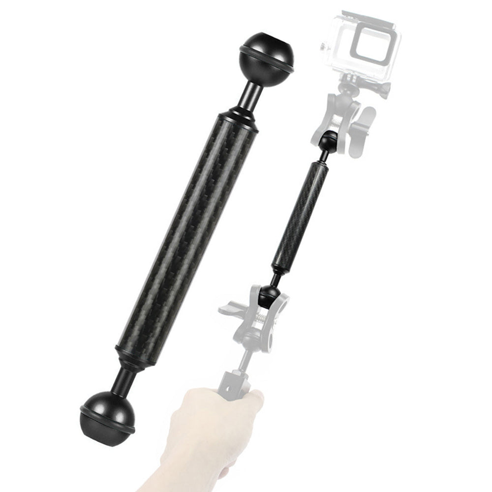 KF33 7-inch 20mm Ultralight Carbon Fiber Dual Ball Head Buoyancy Arm Camera Underwater Photography Accessory Video Light Extension Arm - Black
