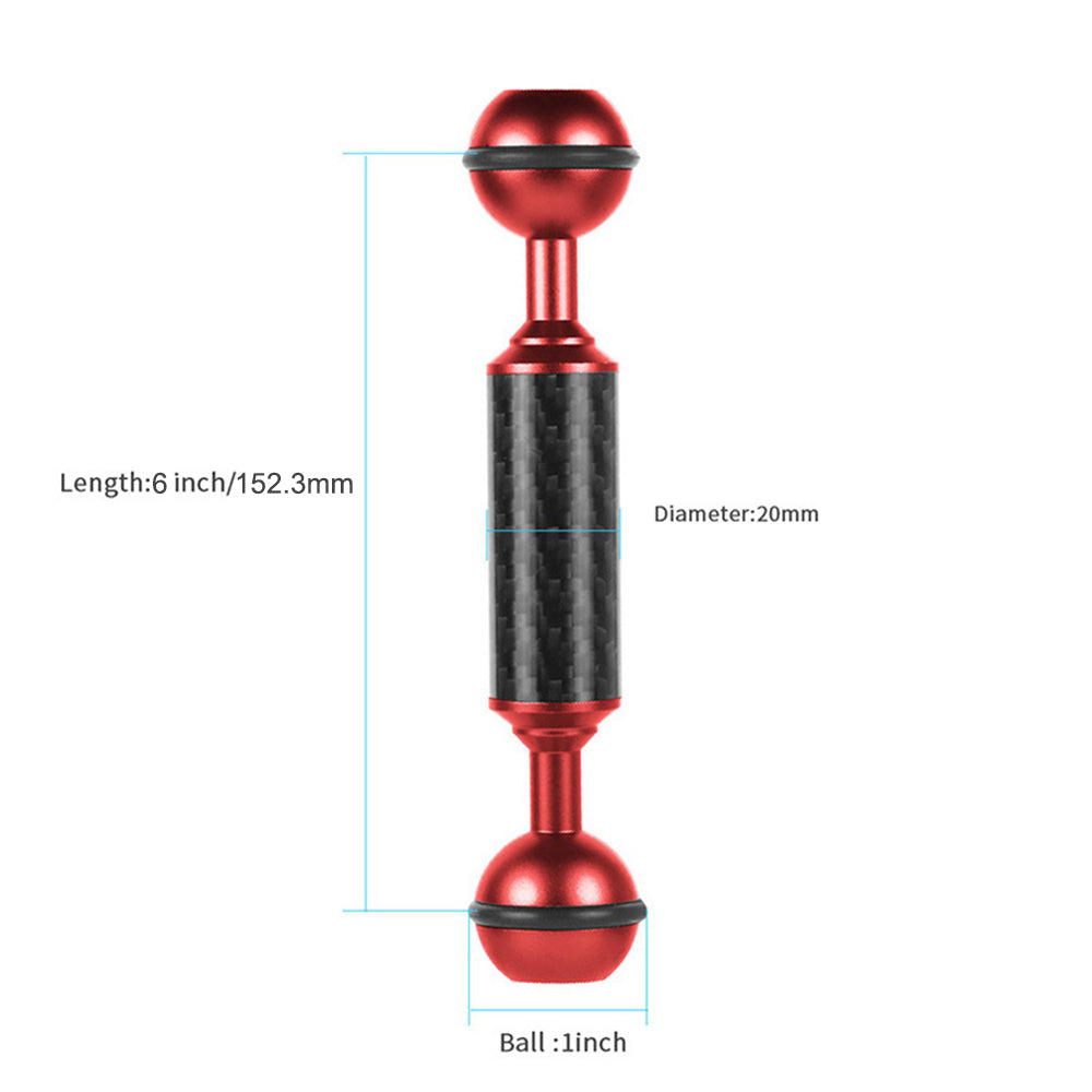 KF33 6-inch 20mm Carbon Fiber Dual Ball Head Float Buoyancy Arm Camera Underwater Photography Fill Light Extension Arm - Red