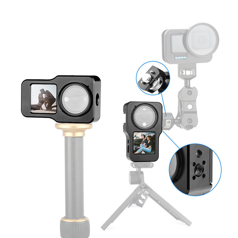 F45652 For DJI Action 2 Aluminum Alloy Frame Cage Heat-Dissipated Protective Housing Frame - Black