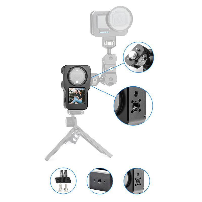 F45652 For DJI Action 2 Aluminum Alloy Frame Cage Heat-Dissipated Protective Housing Frame - Titanium Grey
