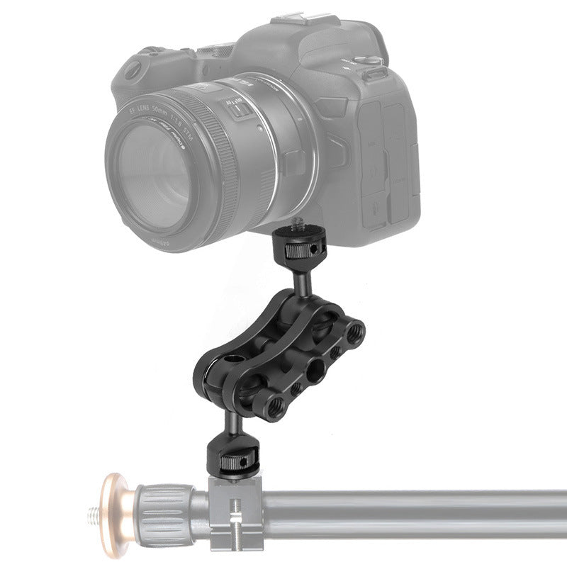 KF30324 360 Degree Rotation Universal Magic Arm 1/4" Screw Thread Double Ballhead Adapter - Black