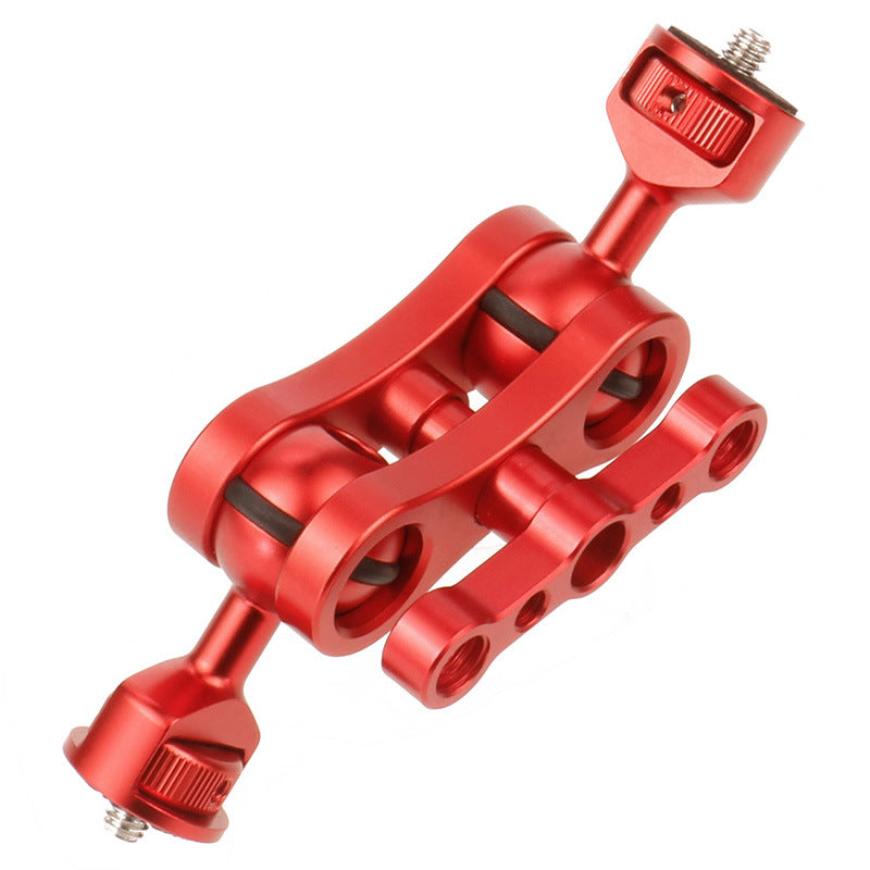 KF30324 360 Degree Rotation Universal Magic Arm 1/4" Screw Thread Double Ballhead Adapter - Red