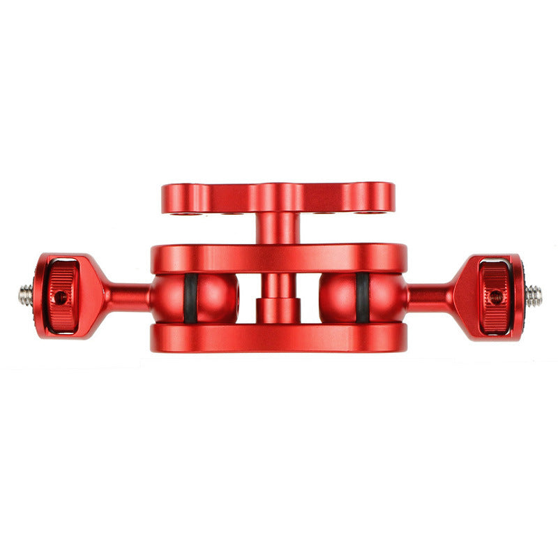 KF30324 360 Degree Rotation Universal Magic Arm 1/4" Screw Thread Double Ballhead Adapter - Red