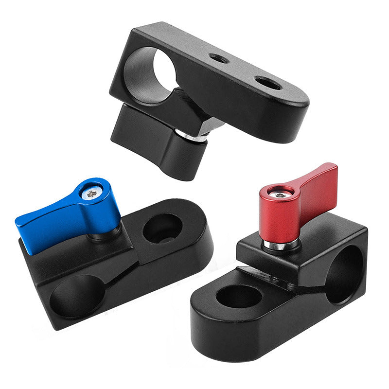 F42850 Single Hole 15mm Rail Clamp Mount Rod Holder Camera Rig Rod Extension System Accessories - Blue