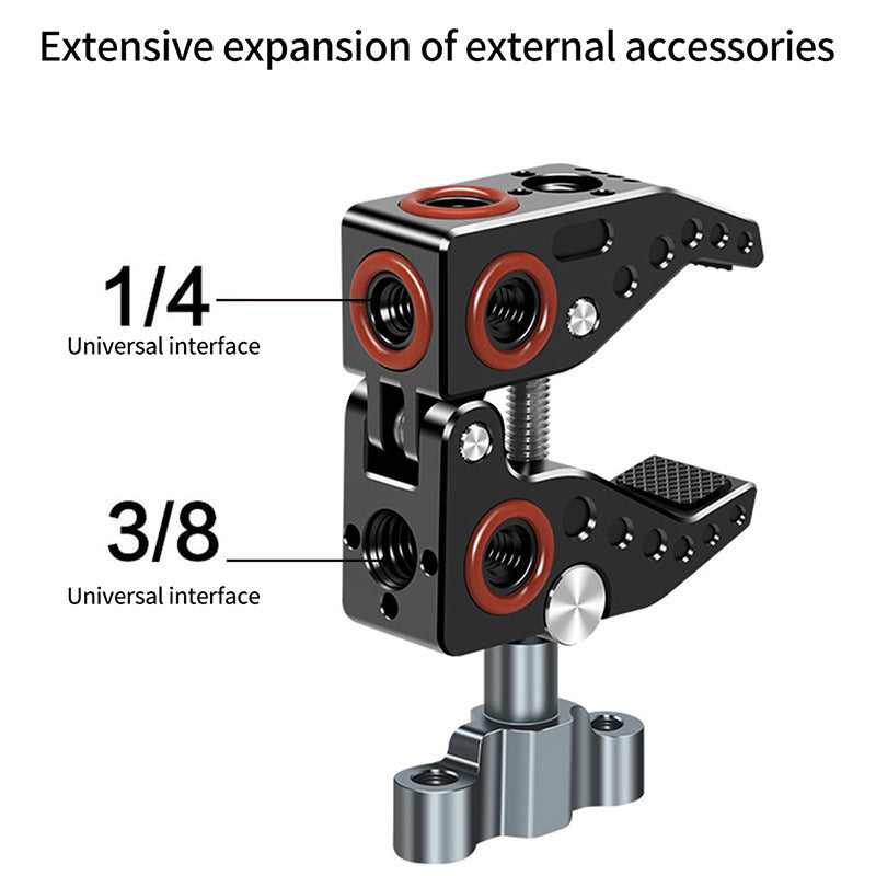 F45057 Crab Claw Clip Mount Adapter Clamp Magic Arm Holder Clamp with 1/4 3/8 Thread for Tripod Video Light Monitor