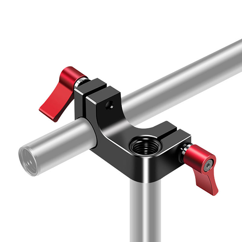 F43555 90 Degrees 15mm Dual Hole Tube Clip Rod Clamp Adapter DSLR Camera Photography Accessories - Red