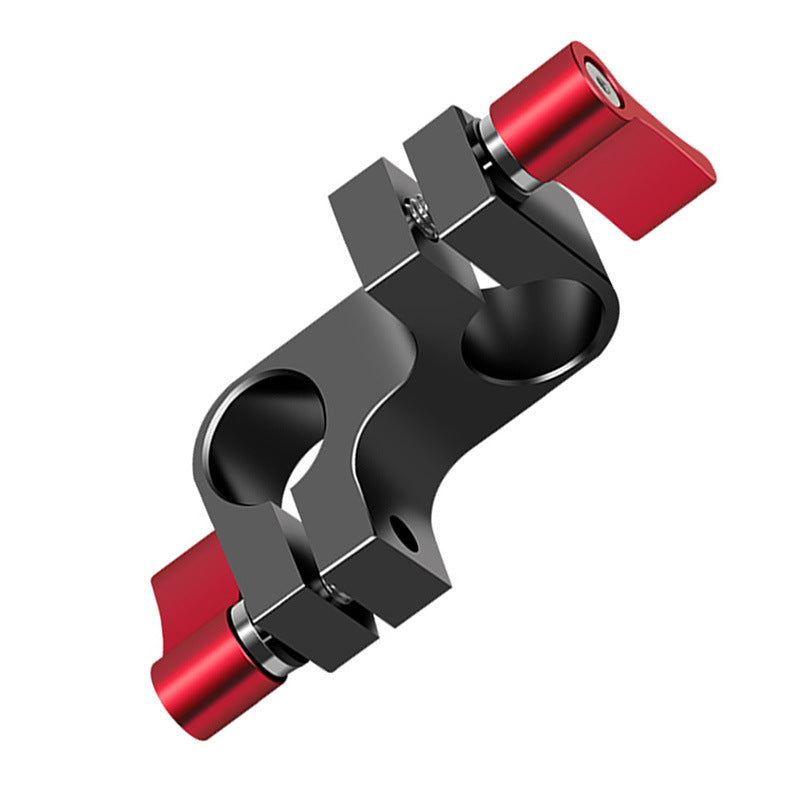 F43555 90 Degrees 15mm Dual Hole Tube Clip Rod Clamp Adapter DSLR Camera Photography Accessories - Red