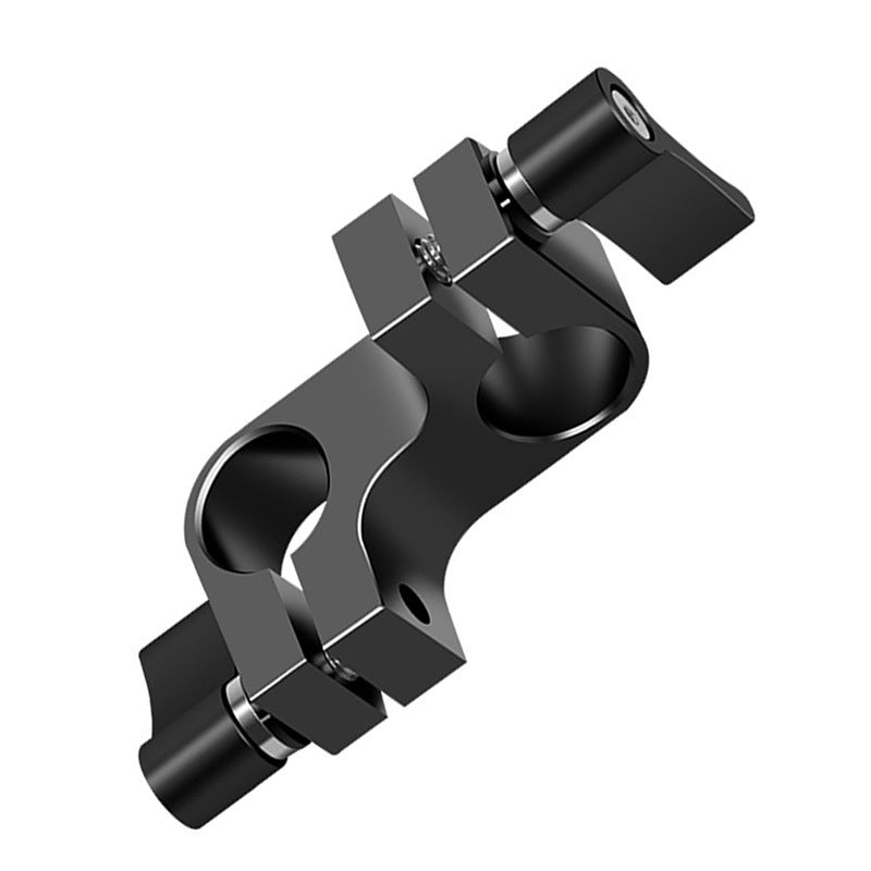 F43555 90 Degrees 15mm Dual Hole Tube Clip Rod Clamp Adapter DSLR Camera Photography Accessories - Black