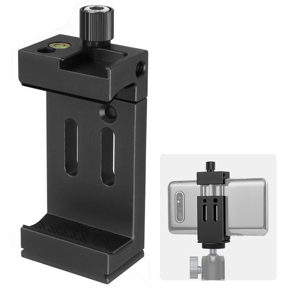KF38853 Dual Cold Shoe Phone Holder Bracket Clip Mount Adapter for Tripod Mic Fill Light - Black