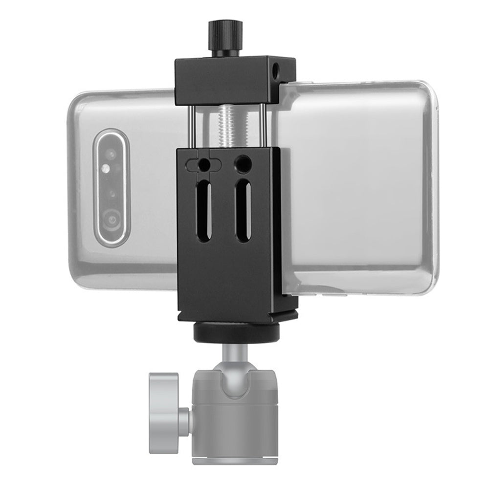 KF38853 Dual Cold Shoe Phone Holder Bracket Clip Mount Adapter for Tripod Mic Fill Light - Titanium Grey