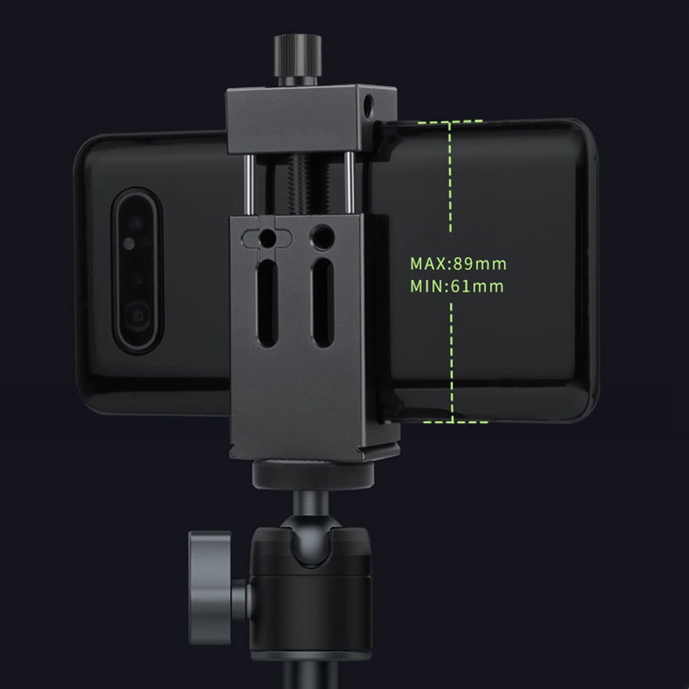 KF38853 Dual Cold Shoe Phone Holder Bracket Clip Mount Adapter for Tripod Mic Fill Light - Titanium Grey