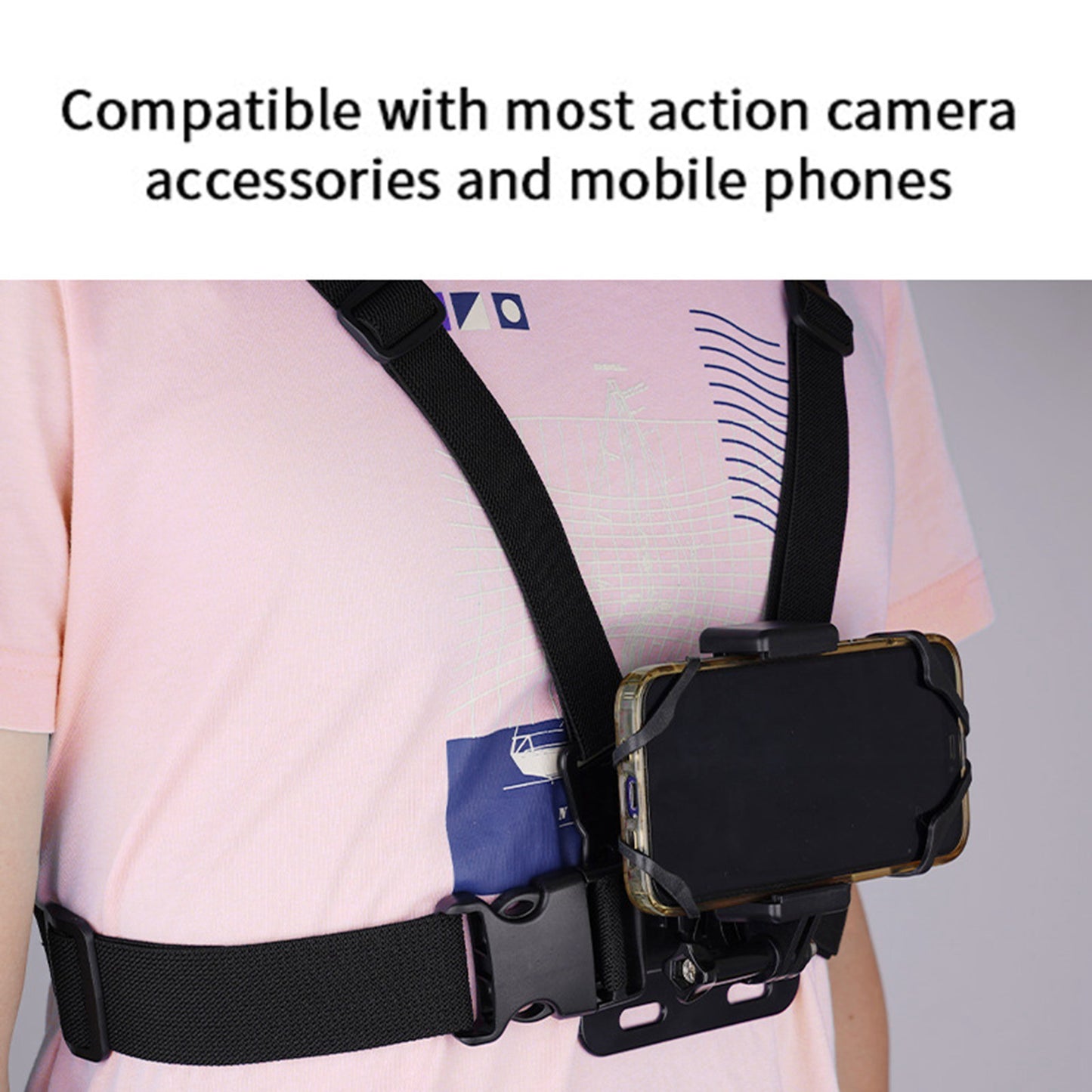 X-3-3 Action Camera Chest Strap Mount Belt Chest Mount Harness with Phone Holder Clip