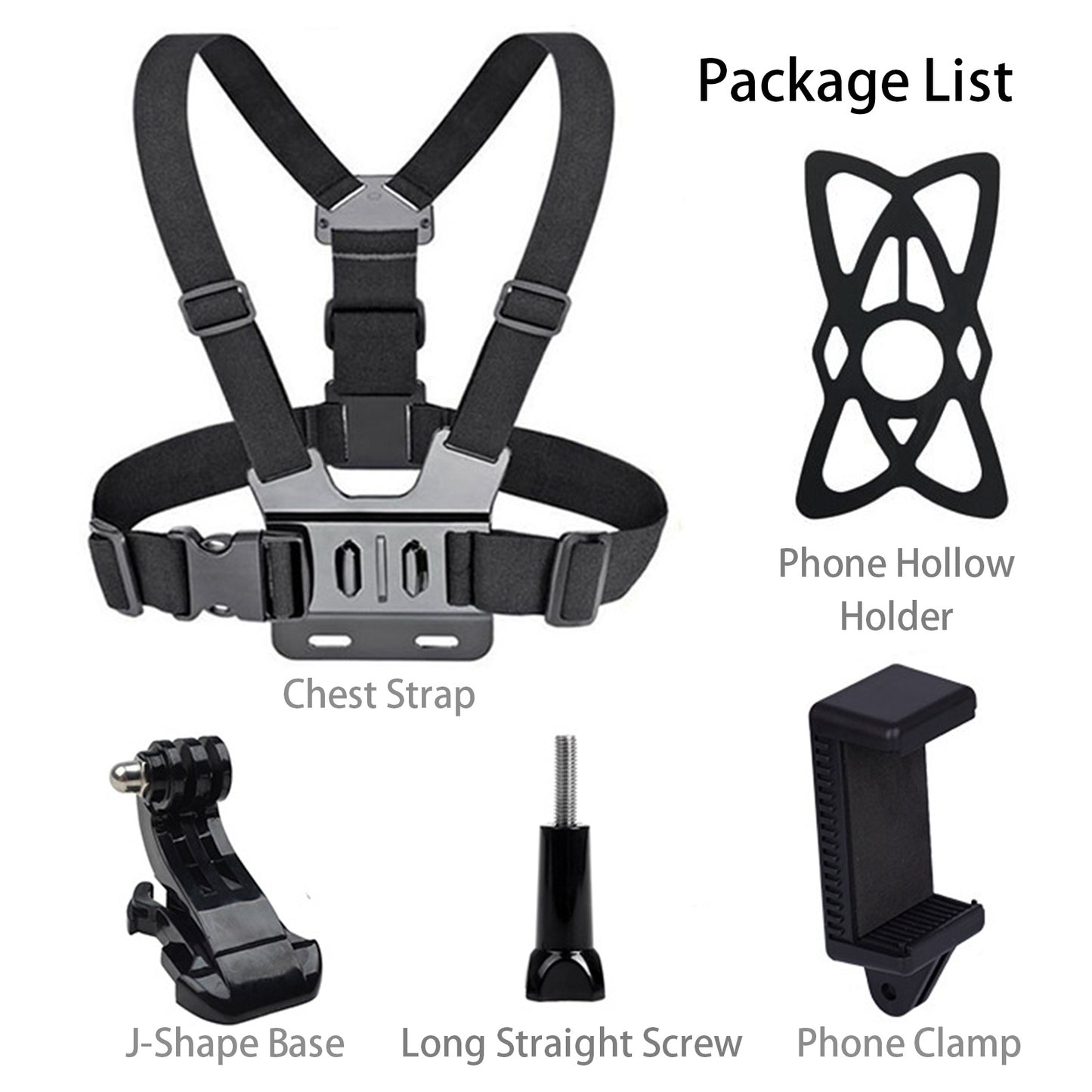 X-3-3 Action Camera Chest Strap Mount Belt Chest Mount Harness with Phone Holder Clip
