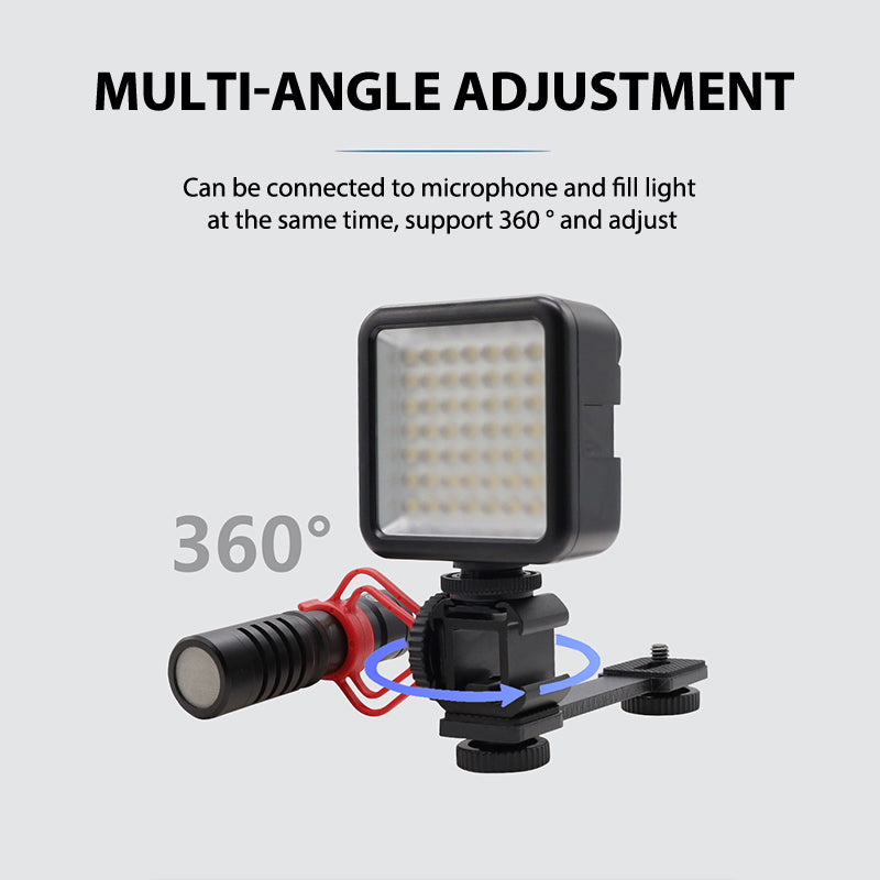 E022 Three Hot Shoe Bracket for DJI Zhiyun Smooth Lightweight Portable Camera Mount Adapter with 1/4” Screw for Fill Light Handheld Gimbal Support Multi-Angle Adjustable