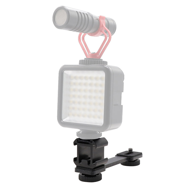 E022 Three Hot Shoe Bracket for DJI Zhiyun Smooth Lightweight Portable Camera Mount Adapter with 1/4” Screw for Fill Light Handheld Gimbal Support Multi-Angle Adjustable
