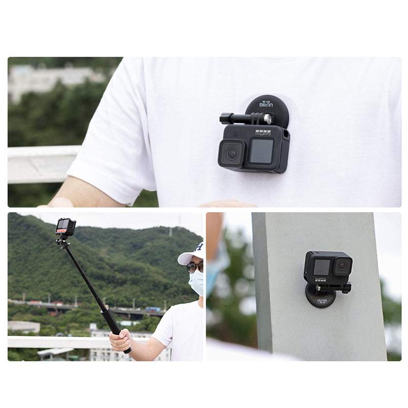 UURIG Magnetic Quick-Release Stand for GoPro Hero 8/9/10 Action Camera Holder with 1/4" Screw and Lanyard