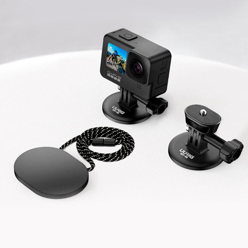 UURIG Magnetic Quick-Release Stand for GoPro Hero 8/9/10 Action Camera Holder with 1/4" Screw and Lanyard