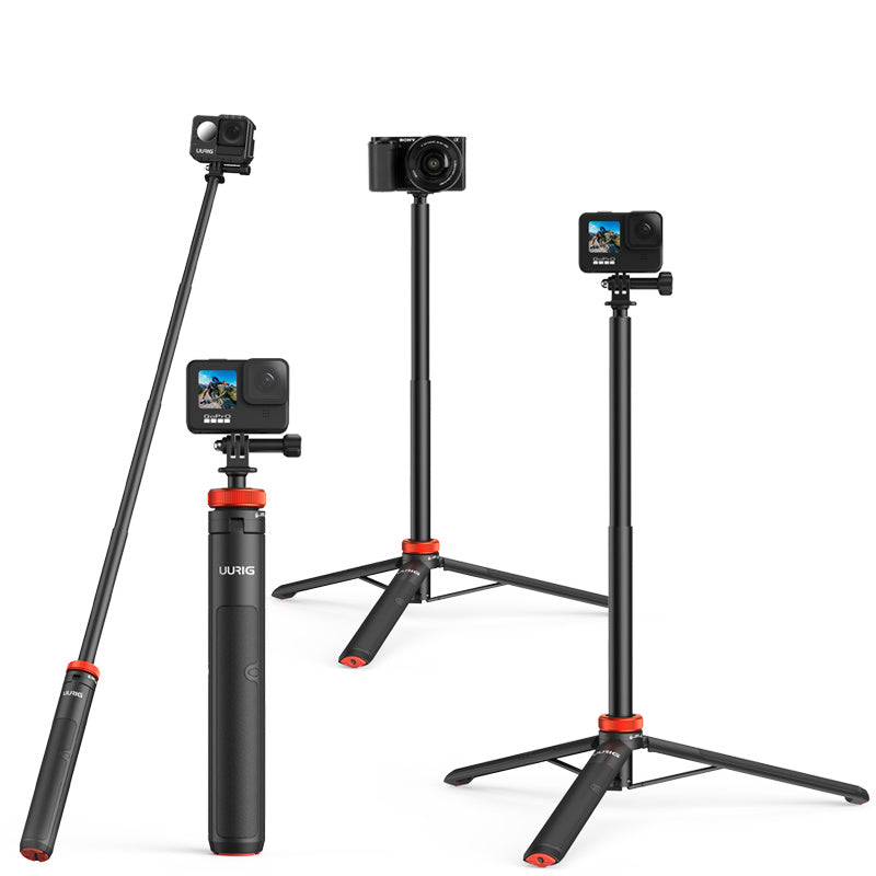 UURIG TP-03 5-Section Telescopic Selfie Stick Hidden Tripod for GoPro Insta Action Camera