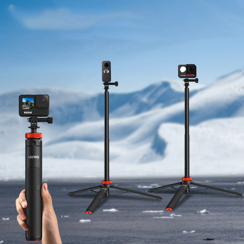 UURIG TP-03 5-Section Telescopic Selfie Stick Hidden Tripod for GoPro Insta Action Camera