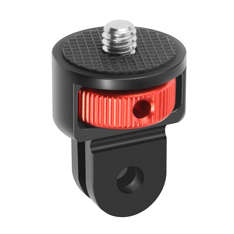 SS45181-A1 Aluminum Alloy 1/4 inch Screw Tripod Adapter for Insta360 Gopro DJI, 360 Degree Rotating Mount Holder - Black / Red