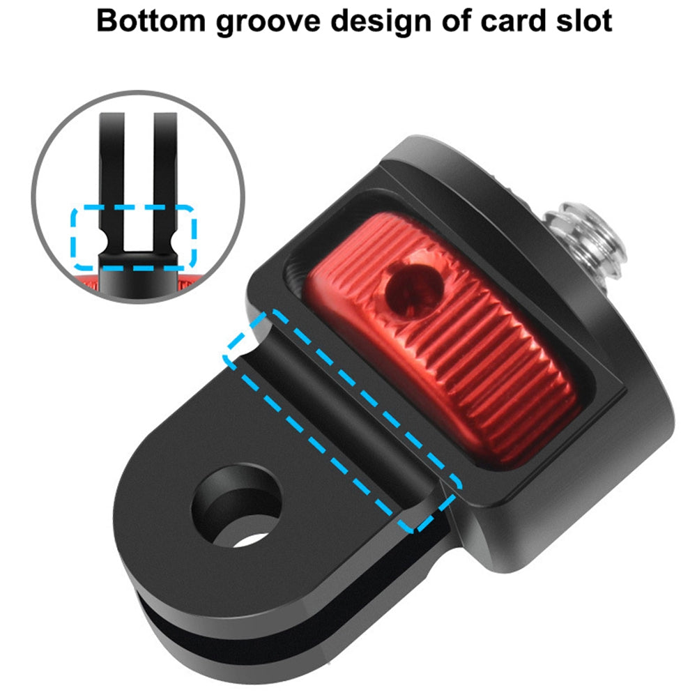 SS45181-A1 Aluminum Alloy 1/4 inch Screw Tripod Adapter for Insta360 Gopro DJI, 360 Degree Rotating Mount Holder - Black / Red