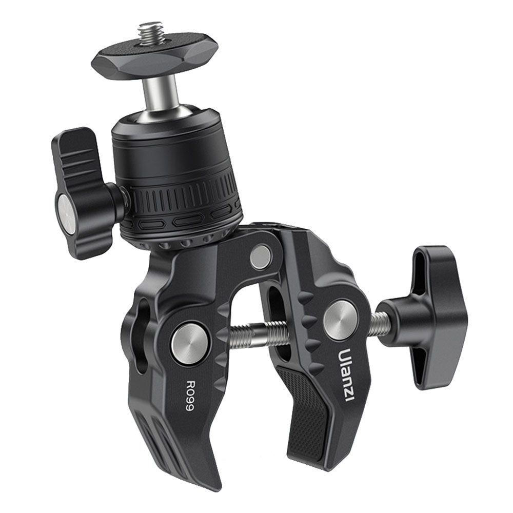 ULANZI R099 Clamping Crab Claw Clip Mount Adapter Portable Camera Holder Clamp with 1 / 4" Screw Hole for Action Camera, Fill Light, Monitor