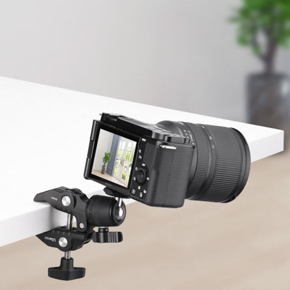 ULANZI R099 Clamping Crab Claw Clip Mount Adapter Portable Camera Holder Clamp with 1 / 4" Screw Hole for Action Camera, Fill Light, Monitor