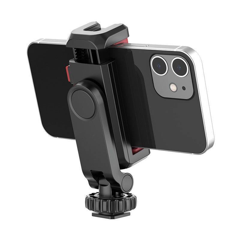 ST-06S Universal Camera Dual Cold Shoe Adapter Phone Mount Clamp 360-Degree Rotation Holder Smartphone Clip