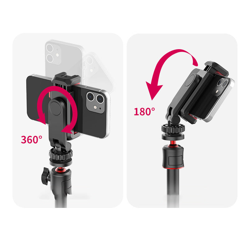 ST-06S Universal Camera Dual Cold Shoe Adapter Phone Mount Clamp 360-Degree Rotation Holder Smartphone Clip